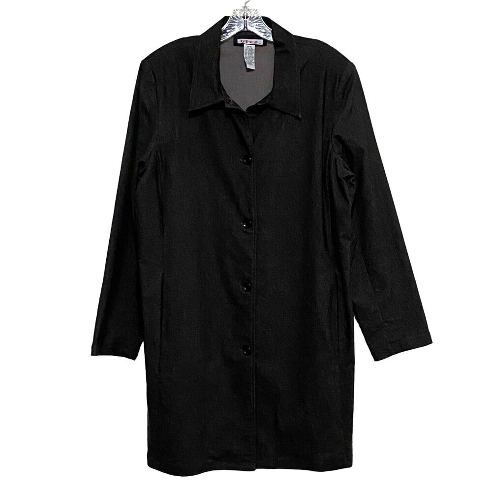 Bice Womens Jacket Size 16 Dark Gray‎ Monochromatic Military Car Coat Classy